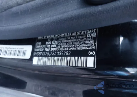 2003 Mercedes-Benz S 500 from USA, damaged, VIN WDBNG75J73A339282